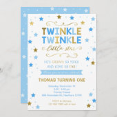 トゥインクルトゥインクルリトルスター誕生日招待状、少年 招待状 (正面/裏面)