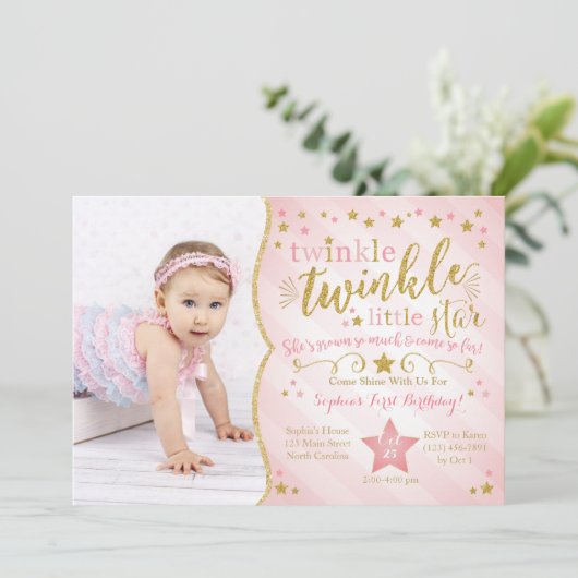 トゥインクルトゥインクルリトルスター誕生日招待状 招待状 (スタンド正面)