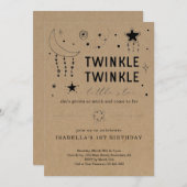 トゥインクルトゥインクルリトルスター1stボーイガール誕生日 招待状 (正面/裏面)