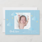 トゥインクルトゥインクル男の赤ちゃんブルーフォトキュート誕生 案内状 (正面)