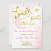 トゥインクルトゥインクル誕生日ムーン&スターズ誕生日 招待状 (正面)
