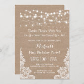 トゥインクルライツバーラップレース最初の誕生日パーティー 招待状 (正面/裏面)