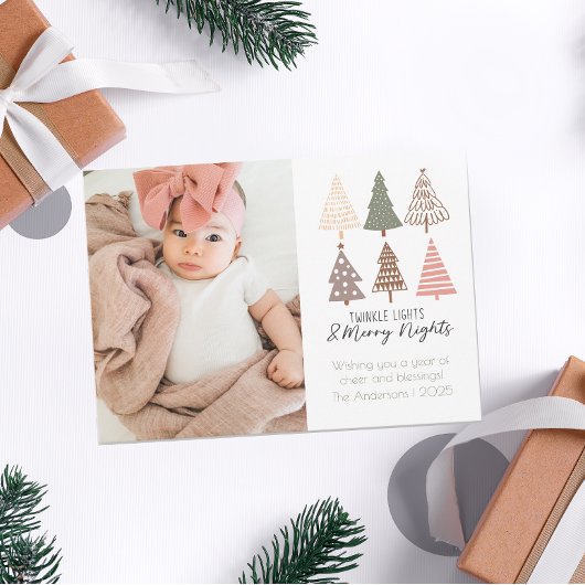 トゥインクルライトと夜メリーかわいいホリデーカード シーズンカード