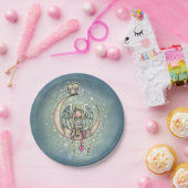 トゥインクルリトルエンジェルとフクロウ図解入りの、写真付きのアート ペーパープレート (パーティー)