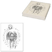 トゥインクルリトルエンジェルとフクロウ図解入りの、写真付きのアート ラバースタンプ (押印)