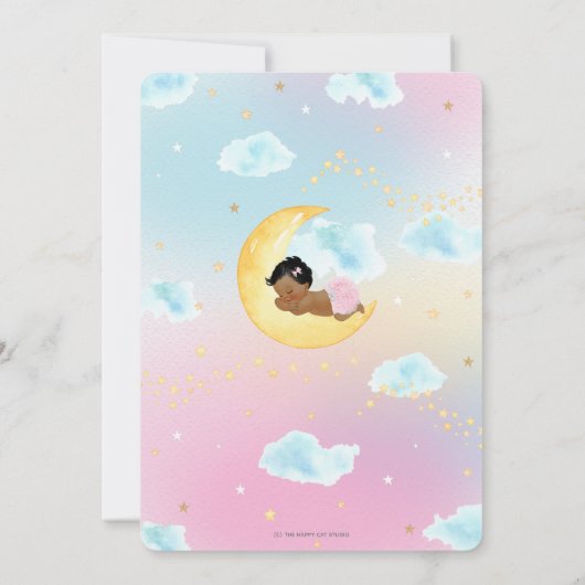 トゥインクルリトルスターかわいい小さな女の子赤ちゃんシャワー 招待状 (裏面)