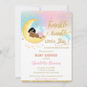 トゥインクルリトルスターかわいい小さな女の子赤ちゃんシャワー 招待状 (正面)