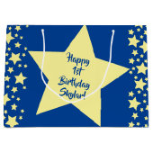 トゥインクルリトルスターかわいい1st誕生日パーティーテーマ ラージペーパーバッグ (正面)