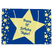 トゥインクルリトルスターかわいい1st誕生日パーティーテーマ ラージペーパーバッグ (裏面)