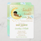 トゥインクルリトルスターアフリカの赤ちゃんシャワーニュートラル 招待状 (正面/裏面)