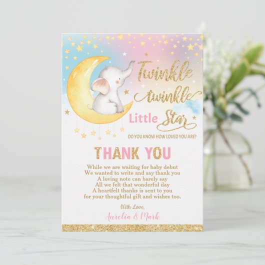 トゥインクルリトルスターエレファントベビーガール サンキューカード (スタンド正面)