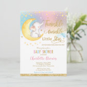 トゥインクルリトルスターエレファントベビーシャワーガールボーイ 招待状 (スタンド正面)