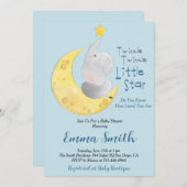 トゥインクルリトルスターエレファントベビースシャワー 招待状 (正面/裏面)