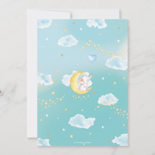 トゥインクルリトルスターエレファント男の赤ちゃん サンキューカード (裏面)