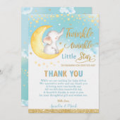 トゥインクルリトルスターエレファント男の赤ちゃん サンキューカード (正面/裏面)