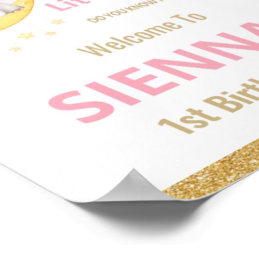 トゥインクルリトルスターエレファント誕生日ウェルカムサイン ポスター (角)