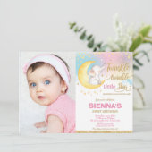 トゥインクルリトルスターエレファント誕生日写真 招待状 (スタンド正面)