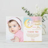 トゥインクルリトルスターエレファント1歳の誕生日パーティー サンキューカード (スタンド正面)