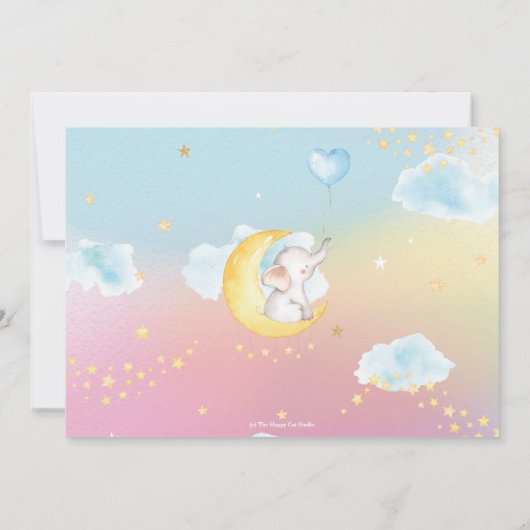 トゥインクルリトルスターエレファント1歳の誕生日パーティー サンキューカード (裏面)