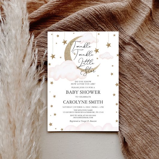 トゥインクルリトルスターガールベビーシャワー招待状 招待状