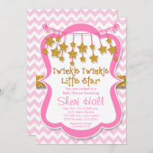 トゥインクルリトルスターガールベビーシャワー招待状 招待状 (正面/裏面)
