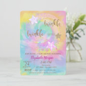 トゥインクルリトルスターグリッター絞り染めベビーシャワー 招待状 (スタンド正面)