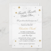 トゥインクルリトルスターグレー金ゴールドエレガントベビーシャワー 招待状 (正面/裏面)