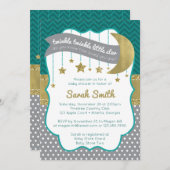 トゥインクルリトルスターシャワー招待状フェイクグリッター 招待状 (正面/裏面)