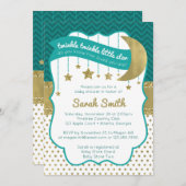 トゥインクルリトルスターシャワー招待状フェイクグリッター 招待状 (正面/裏面)