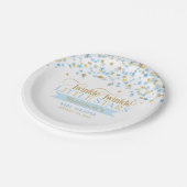 トゥインクルリトルスターズベビーツインボーイズブルー金ゴールド ペーパープレート (アングル)