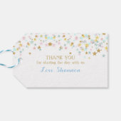 トゥインクルリトルスターツツインズベビーシャワーブルー&金ゴールド ギフトタグ (裏面横)