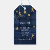 トゥインクルリトルスターネイビーブルー金ゴールド男の赤ちゃんシャワー ギフトタグ (裏面)