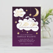 トゥインクルリトルスターバニーパープルベビーシャワー 招待状 (スタンド正面)