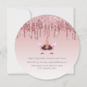 トゥインクルリトルスターバラ金ゴールドピンクユニコーングリッター 招待状 (裏面)