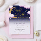 トゥインクルリトルスターピンクガールベビー散水 招待状