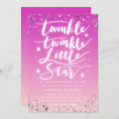 トゥインクルリトルスターピンクベビーグラデーションシャワー 招待状 (正面/裏面)