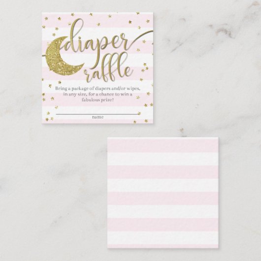 トゥインクルリトルスターピンク金ゴールドおむつラッフル エンクロージャーカード (正面/裏面)