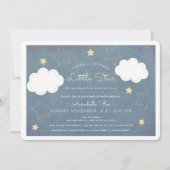 トゥインクルリトルスターブルーチョークボードベビーシャワー 招待状 (正面)