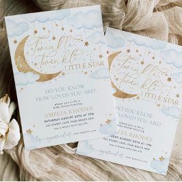 トゥインクルリトルスターブルーベビーシャワー招待状 招待状