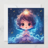 トゥインクルリトルスタープリンセスガール誕生日 サンキューカード (正面)