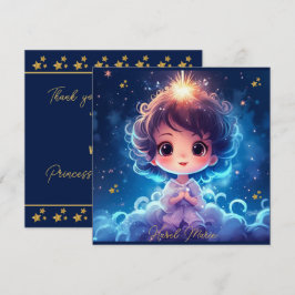トゥインクルリトルスタープリンセスガール誕生日 サンキューカード