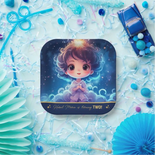 トゥインクルリトルスタープリンセスガール誕生日 ペーパープレート (パーティー)