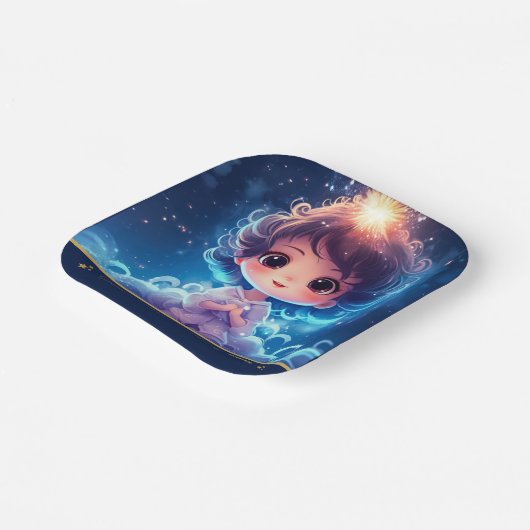 トゥインクルリトルスタープリンセスガール誕生日 ペーパープレート (傾斜あり)