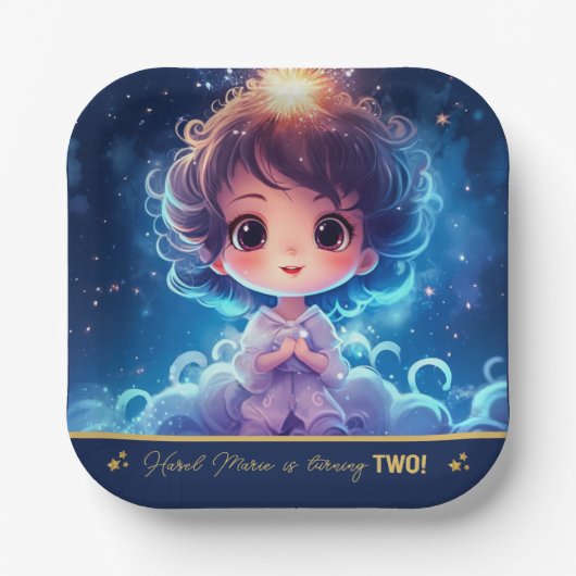 トゥインクルリトルスタープリンセスガール誕生日 ペーパープレート (正面)