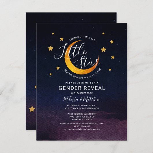 トゥインクルリトルスターベビーが宇宙を明らかにする 招待状 (正面/裏面)