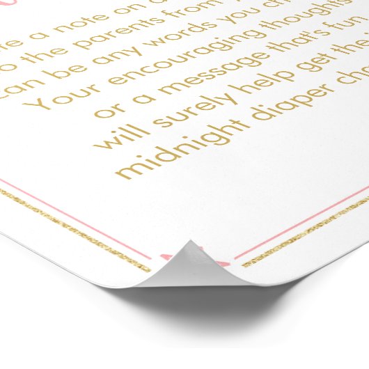 トゥインクルリトルスターベビーガールシャワーおむつサイン ポスター (角)