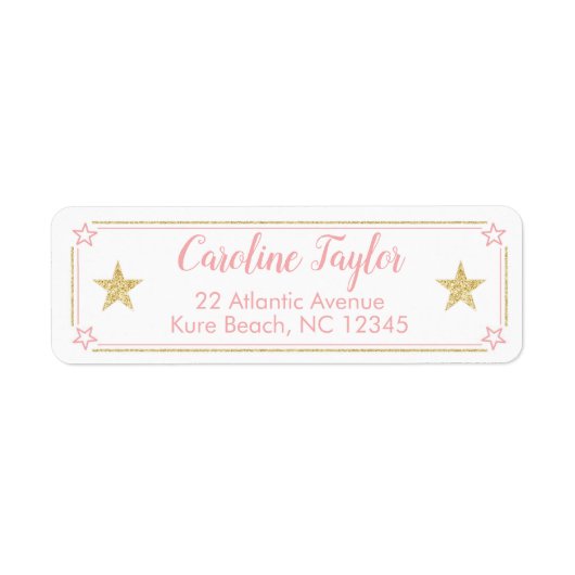 トゥインクルリトルスターベビーガールシャワーピンク金ゴールド ラベル (正面)