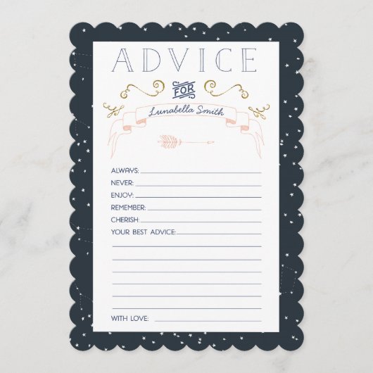 トゥインクルリトルスターベビーシャワーアドバイスカード アドバイスカード (正面)