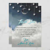 トゥインクルリトルスターベビーシャワーサンキューカード 案内状 (正面/裏面)