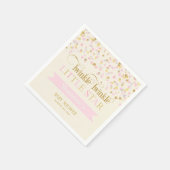 トゥインクルリトルスターベビーシャワーピンク金ゴールド スタンダードカクテルナプキン (角)